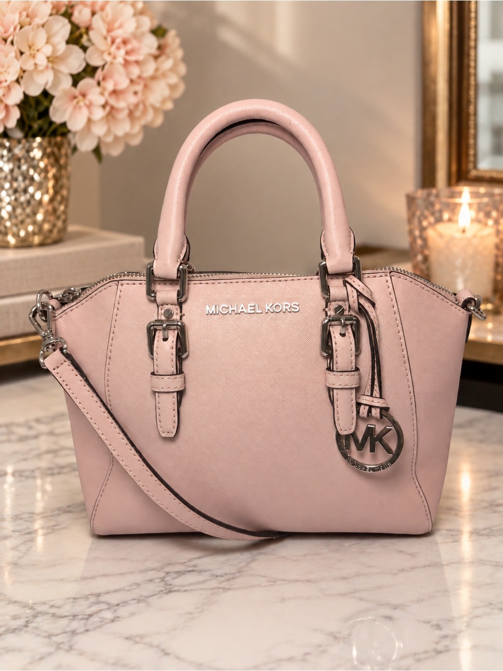 Michael Michael Kors Blush Pink Saffiano Leather Small Satchel Crossbody